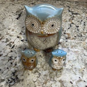 Owl Cookie Jar and Salt & Pepper Shaker Set